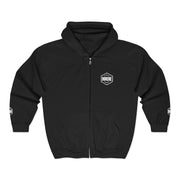 Minimal Hex Logo Zip Hoodie — White Full-Zip Casual Sweatshirt