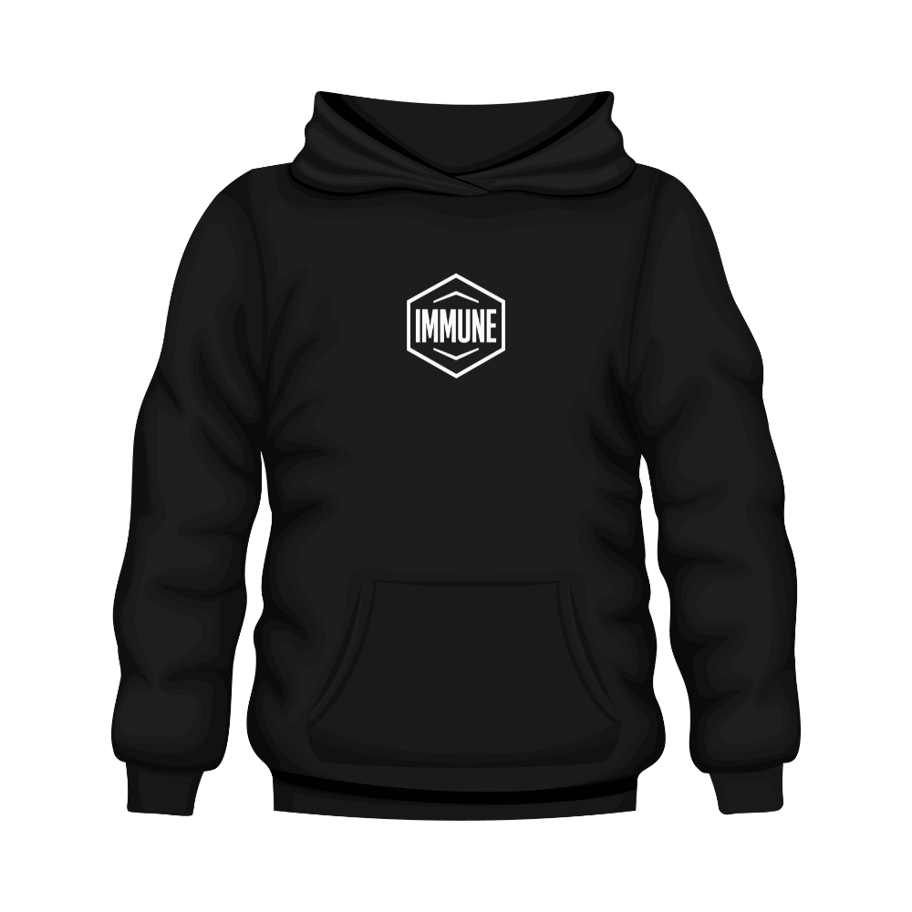 IMMUNE Print Hoodie – Casual Black Long Sleeve Sweatshirt (POD)