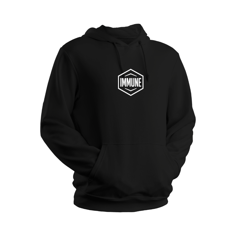 IMMUNE Print Hoodie – Casual Black Long Sleeve Sweatshirt (POD)