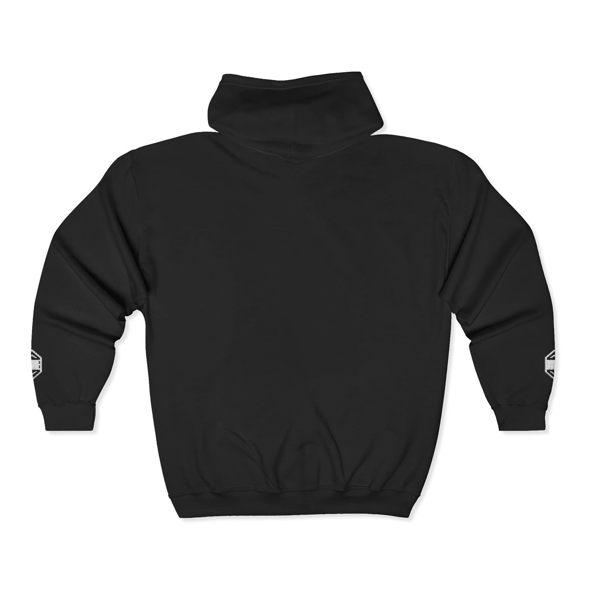 Minimal Hex Logo Zip Hoodie — White Full-Zip Casual Sweatshirt