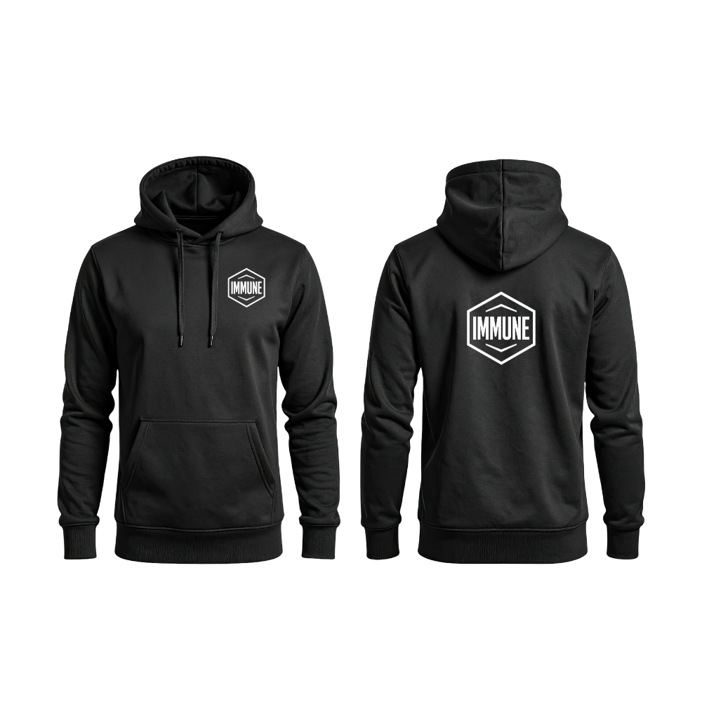 IMMUNE Print Hoodie – Casual Black Long Sleeve Sweatshirt (POD)